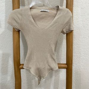 Abercrombie V-Neck Ribbed Knit Bodysuit